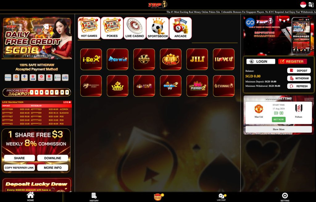 TOP1SG Free Credit Casino Download